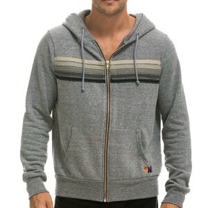 Aviator Nation Gray Black Stripe Hoodie XL